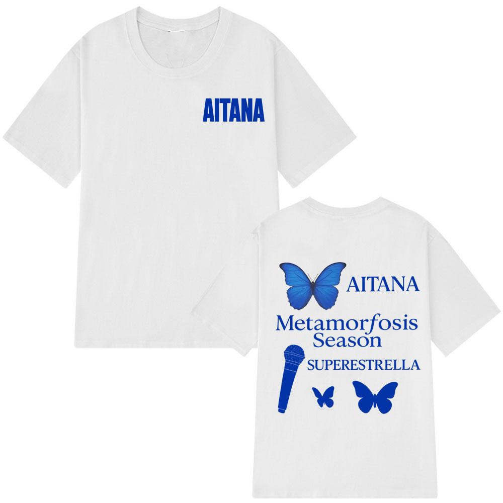 

Singer Aitana Tour 2025 Merch Tees Men Women Fashion Print T Shirt Summer Short-sleeved Cotton Casual Aesthetic Trendy T-shirts M