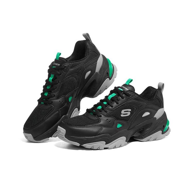 Skechers Stamina V2 Mesh Mecha Shoes Low Top Dad Shoes Men sneaker Black Green Gray 237209-BKCC