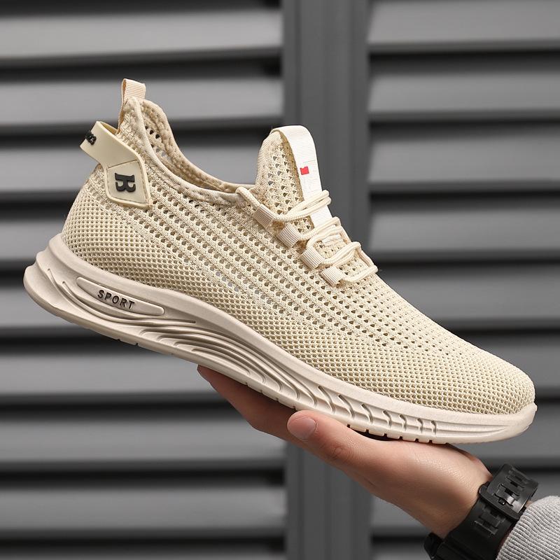 Summer new shoes men's flying woven hollow mesh casual shoes breathable low-top soft-soled shoes wading shoes