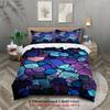 3PCS 3D Iridescent Geometric Cube Duvet Cover Set with Pillowcases Modern Minimalist Bedding No Insert Queen King SizeSize