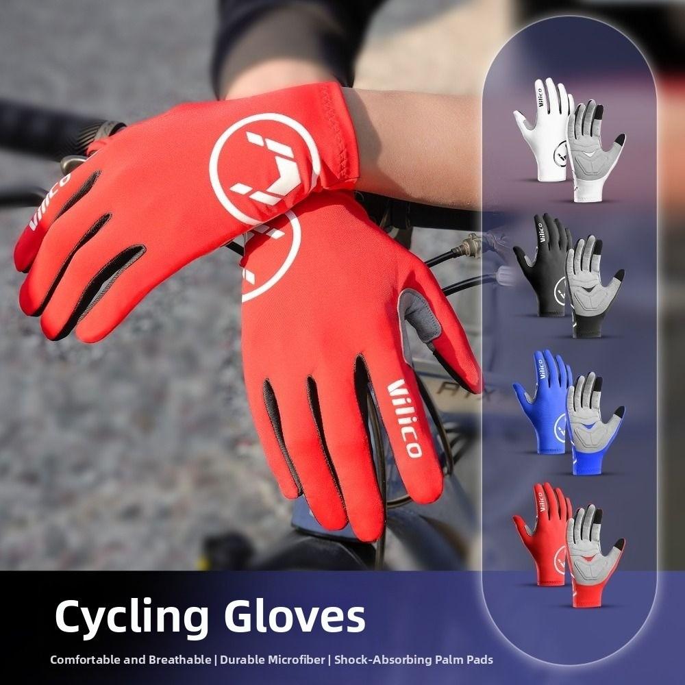 Elastic Full Fingers Bicycle Mittens Shock Absorption Racing Road Bike Glove  Running Sports