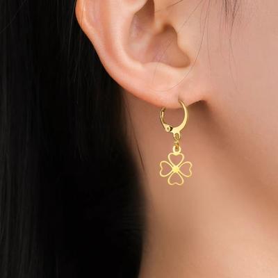 Stainless Steel Mini Four-leaf Clover Pendant Earrings Gold Color Lucky Earrings Jewelry Wholesale Mother's Day Gifts 2026