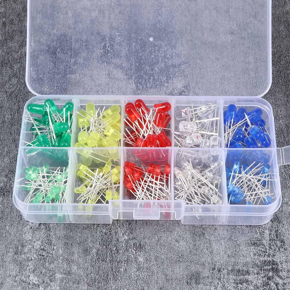 200pcs Mixed Color Blue Emitting Diodes Yellow Lamp Bulb 3 Mm LED Diode Kit 5mm Light Bead