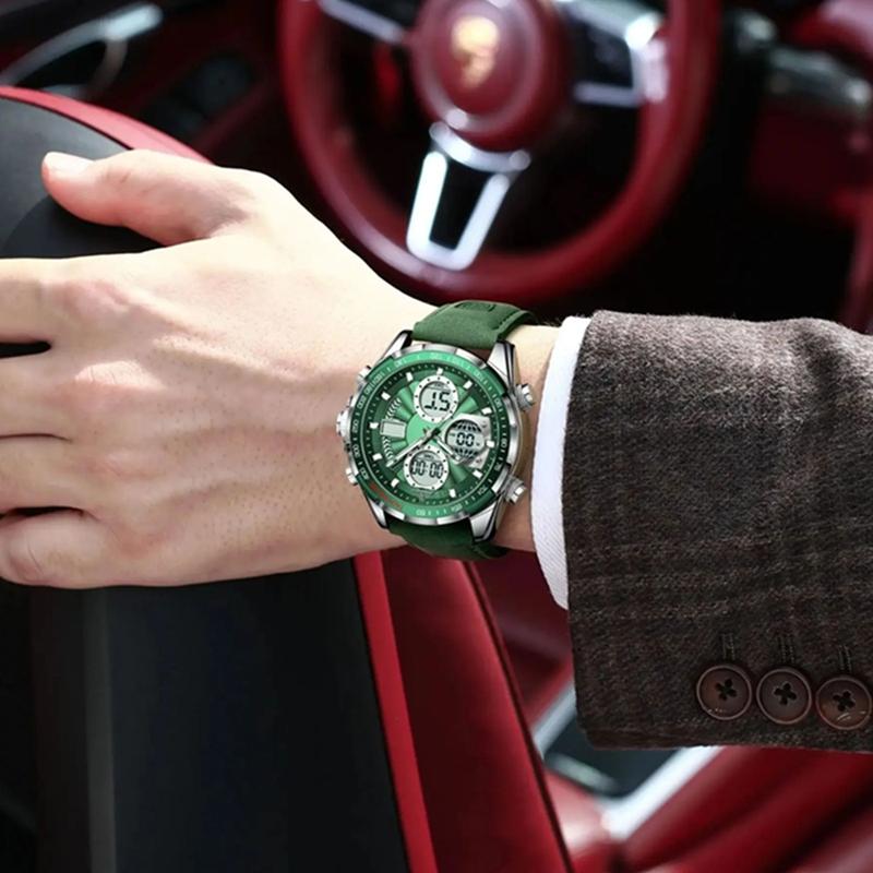 Luxury Men Watch Luminous Week Date Dual Time Display Digital Man Clock Alarm Electronic Men's Quartz Watches