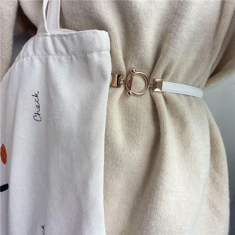 

Adjustable Fashionable Womens Waist Belt With Ot Buckle For A Flattering Silhouette White OT Button