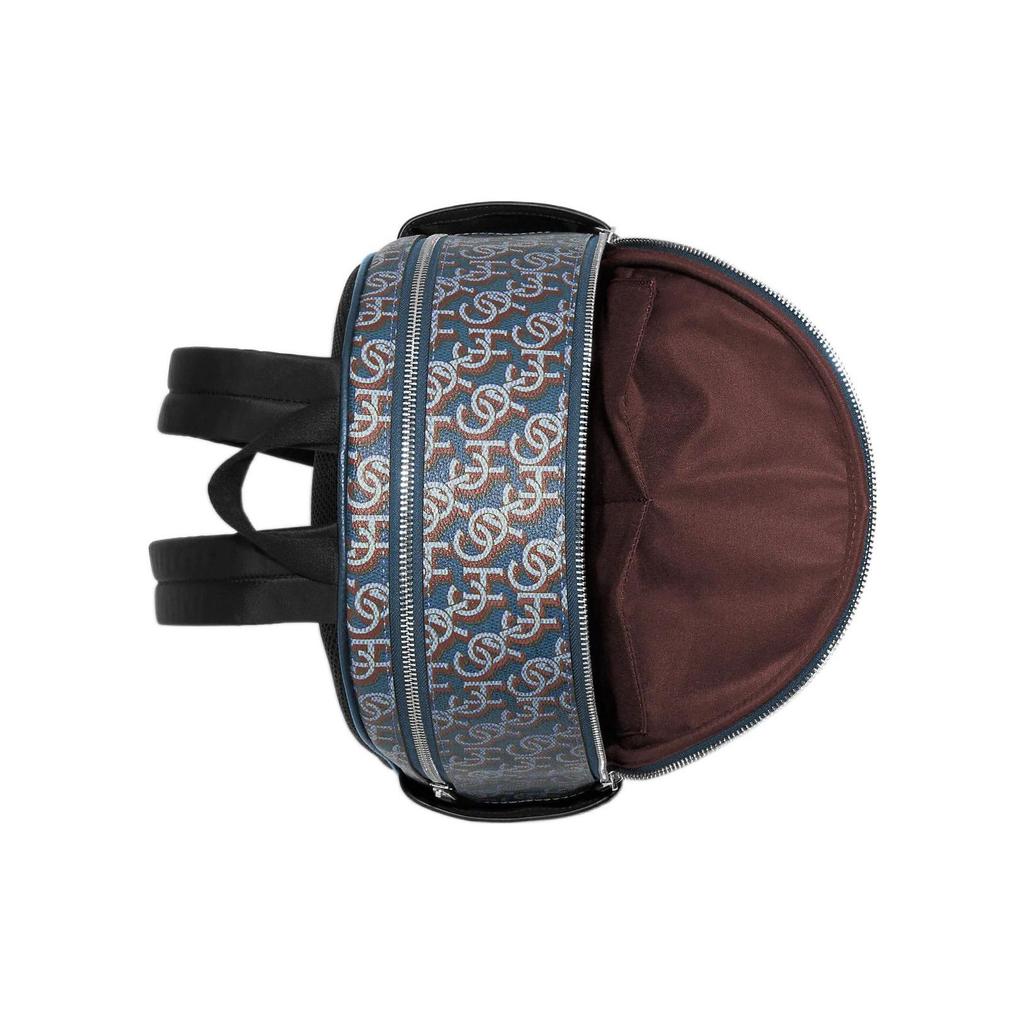 Coach Court 27 Printed Zipper Closure Canvas And Pebble Leather Backpack Women backpack Blue CF344-IMNAV
