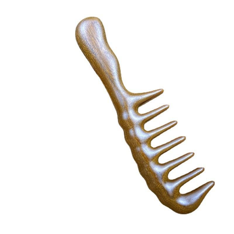 Golden Sandalwood Thickened Wooden Comb for Long and Curly Hair Massage