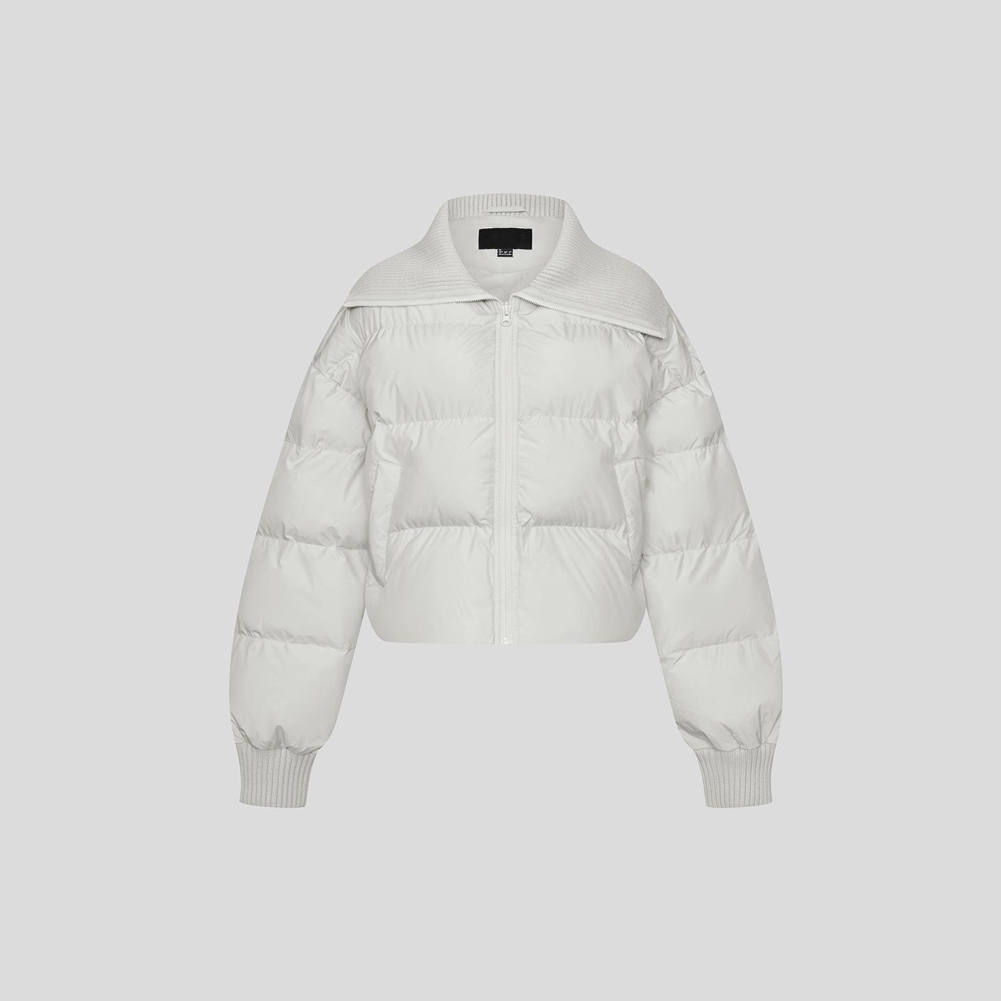 Navy Stand Collar Quilted Women s Short Jacket - Ultra Loose, Warm, Thickened, Flowing Style with Large Lapel Small