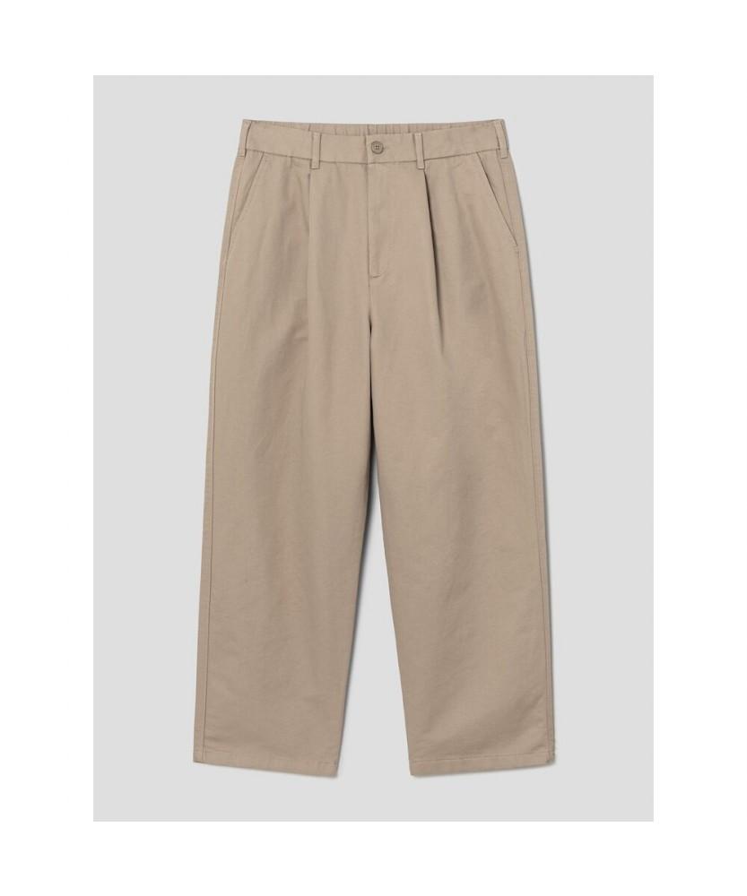 8SECONDS Cotton Wide Fit Half-Band Pants Beige