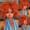Pink Curly Synthetic Wigs for Black Women Short Kinky Curly Wig with Bangs Heat Resistant Hair Wig Halloween Cosplay Party Wigs
