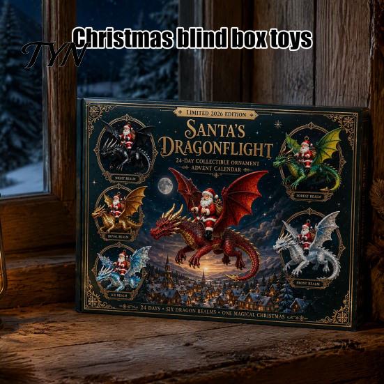 24 Day Christmas Box Santa Claus' Flying Dragon Journey Advent Calendar, Countdown Box, Calendars for Boys 2D Flat Ornaments, Festive Tree Hanging