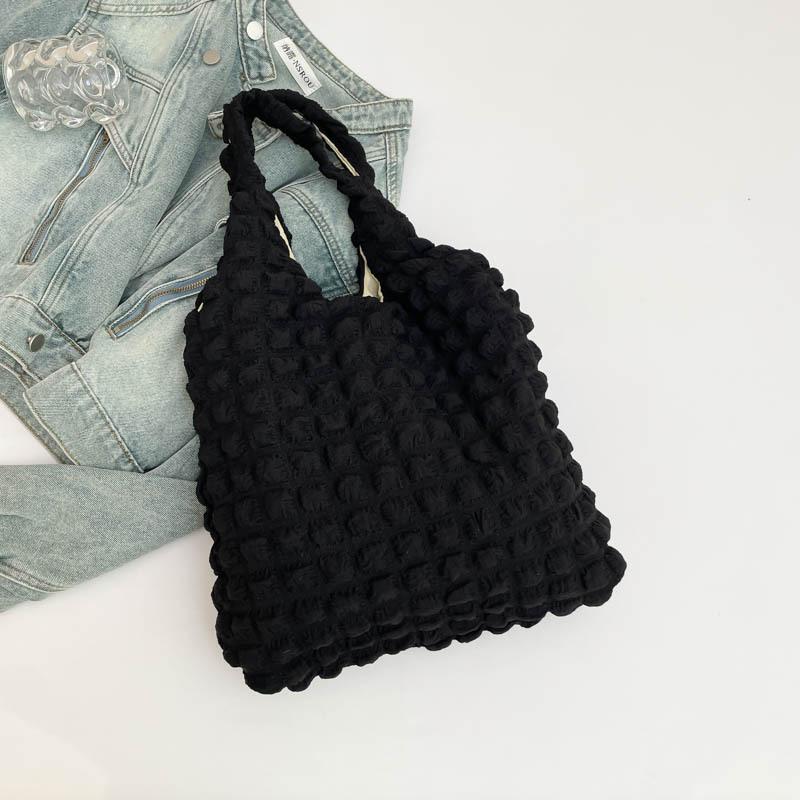 

Простая однотонная сумка через плечо, плиссированная сумка-облако Temperament Commuter, вместительная сумка, многофункциональная сумка для покупок чёрный