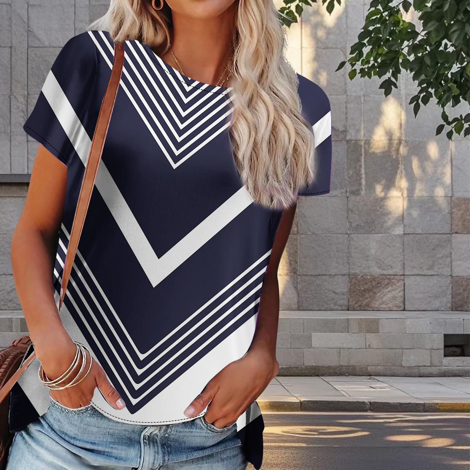 

Женская летняя футболка с принтом в стиле ретро, футболки с коротким рукавом, повседневные топы с принтом 7XL синий