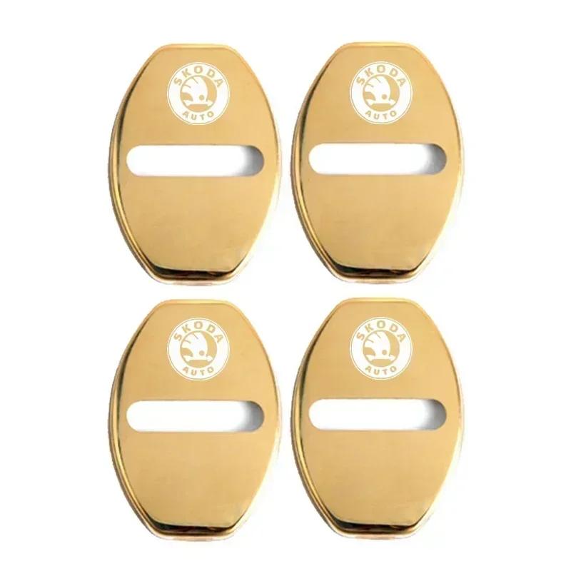 Car Sticker 2026 Hot Car Door Lock Cover for SKODA Emblem Octavia Superb Kodiaq Fabia Rapid Spaceback Karoq Yeti Kamiq Metal Sti