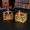 Enamel Color Small and Delicate Color Peacock Square Jewelry Box Wedding Ring Box Birthday Gift Household Jewelry Storage Box