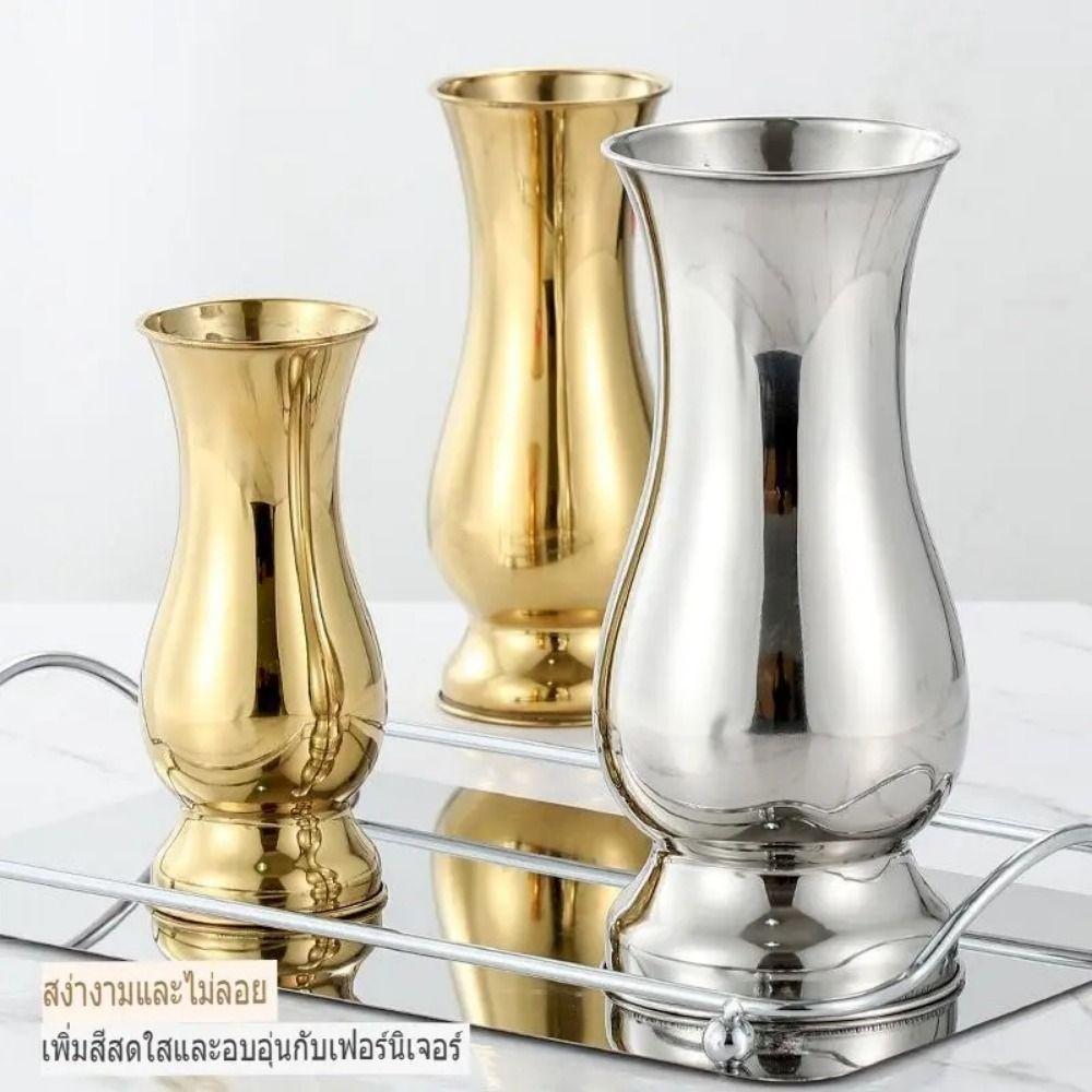Flower Arrangement Single Vase Stainless Steel Flower Pot Creative Tabletop Vases  Vase Ornament