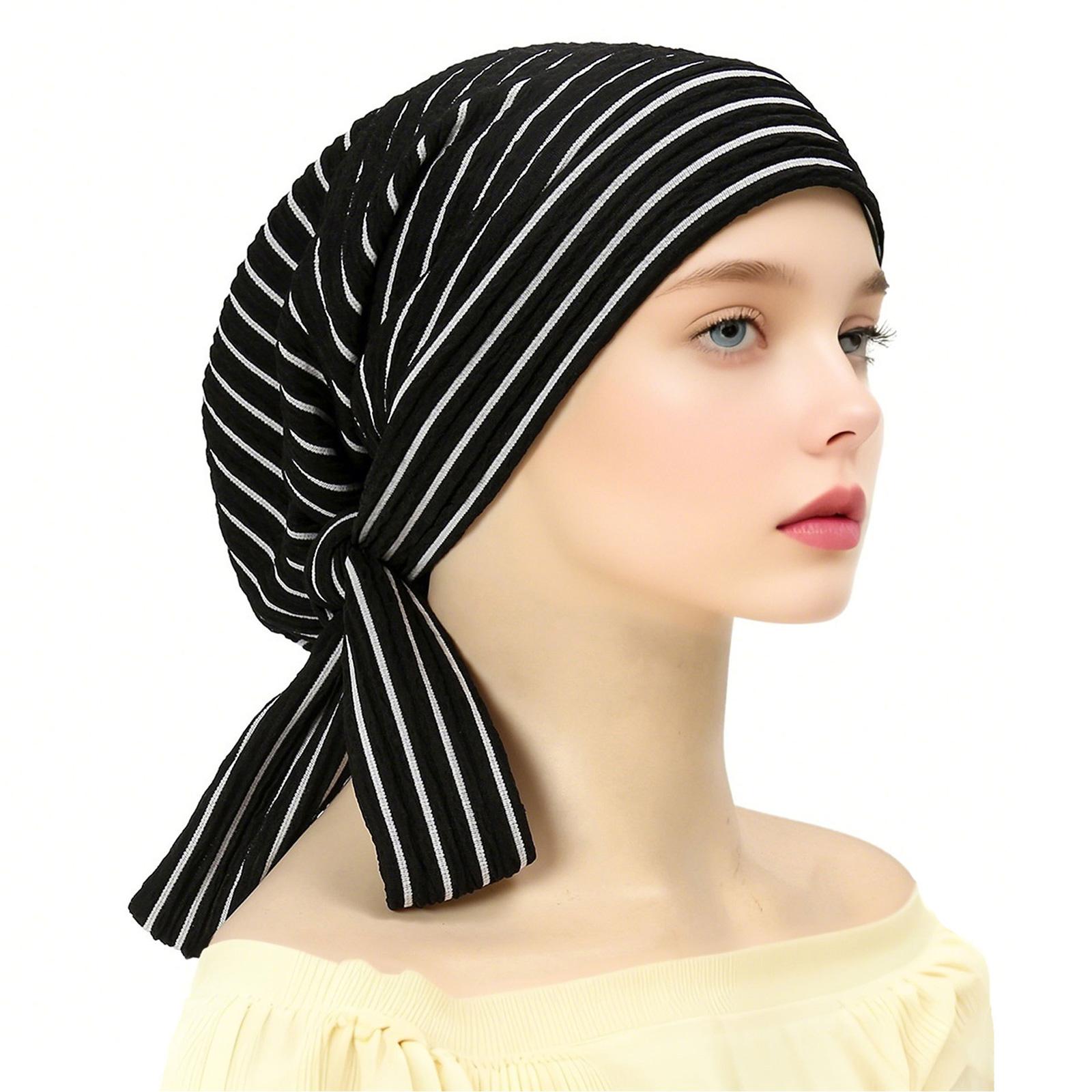 

Breathable Headscarf Hat Stylish Flower Pattern Turban Comfortable Head Covering for Stylish Accessorizing чорний