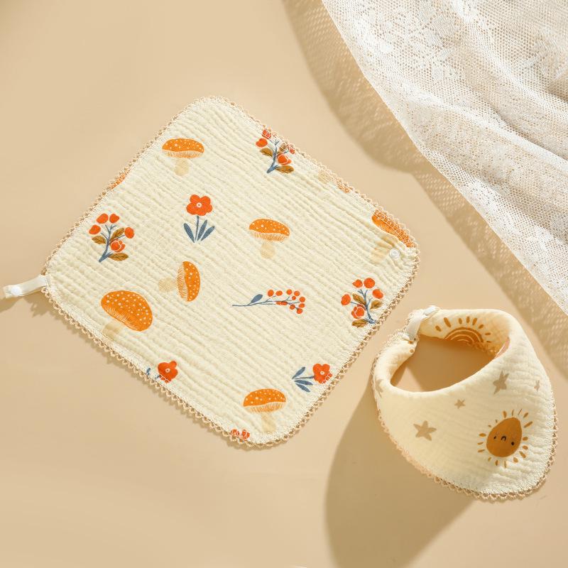 Baby Cotton Bib & Scarf Set - Infant Triangle Design