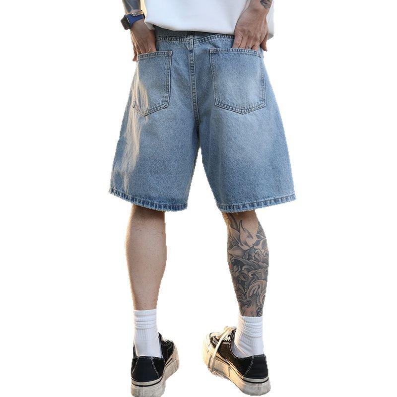 Men's Trendy Washable Denim Capris: High-End, Loose-Fit, Wide-Leg Summer Shorts.