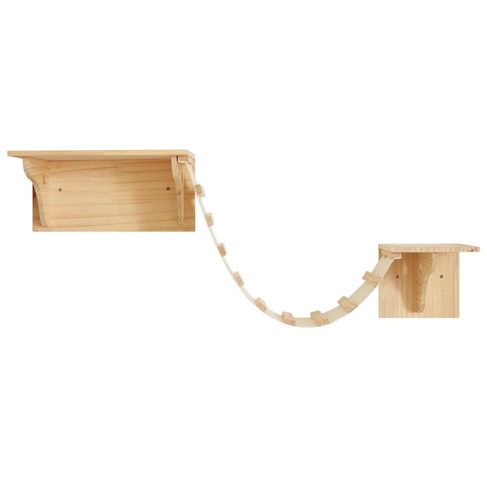 1 Piece Wall-mounted Cat Climbing Rope Solid Wooden Pedals And Sisal Rope Kitten Training Claw Grinding Indoor Cat Furniture
