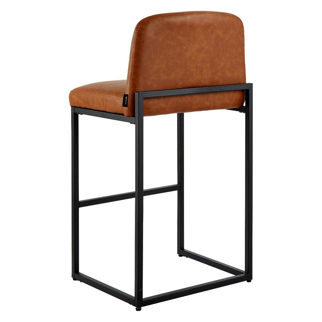 Bar Stool Set of 4, 68cm Counter Height Stools, Modern PU Leather Counter Barstool with Backrest, Metal Legs, Easy Assembly Armless Bar Chair, Island