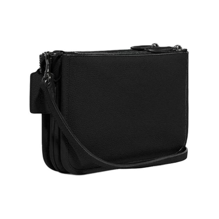 

New COACH Turnlock Leather Crossbody Bag Small Size Women s Black C6663-B4BK 22.6*5.1*17.0CM