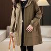 Large Size Women Hooded Trench Coat Jacket Medium-length Loose Casual Versatile Coat