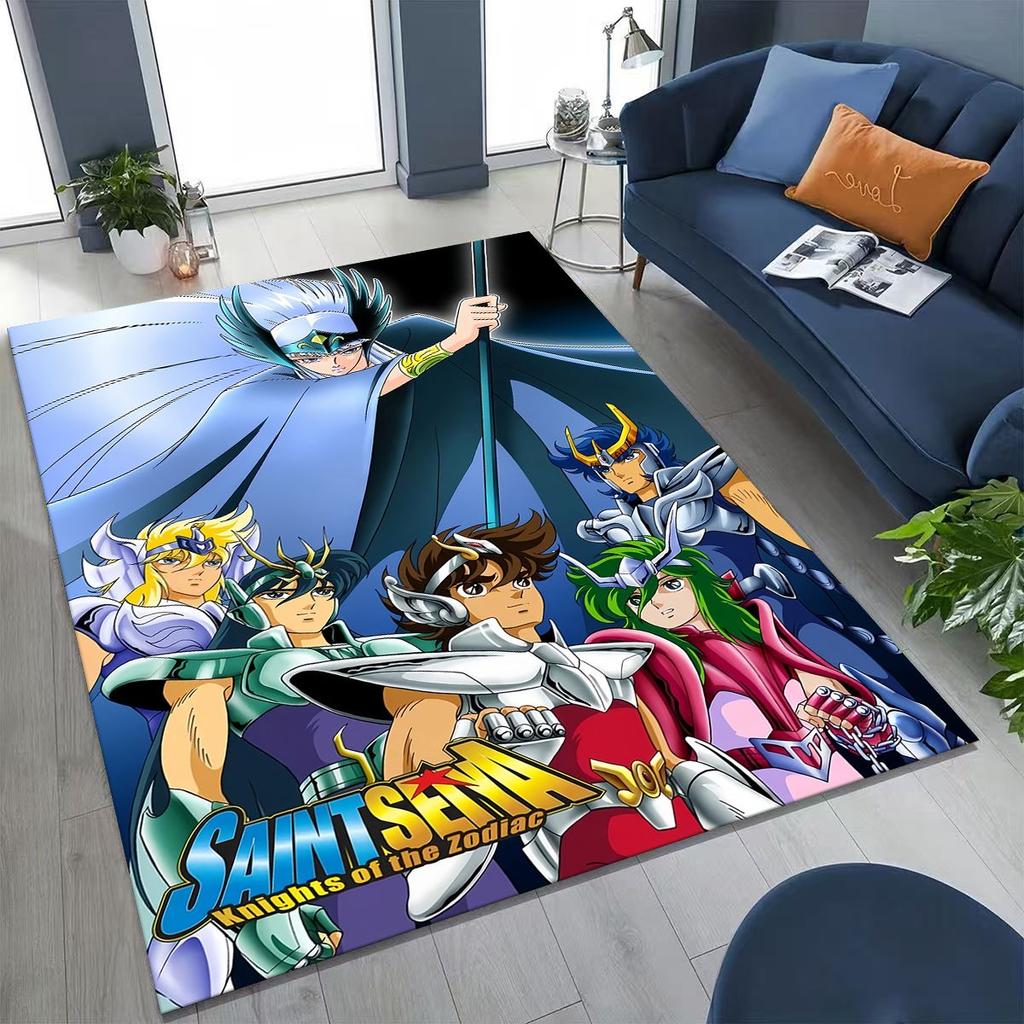 Retro Anime Saint Seiya Gold Saint Cartoon Rug for Bedroom Living Room Sofa Home Doormat Decor,Kids Play Non-slip Floor Mat Gift