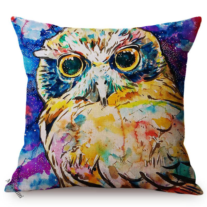 Nordic Bird Oil Painting Art Sofa Decoration Pillowcase Parrot Owl Animal Luxury Chair Cushion Cover Throw Pillow Case