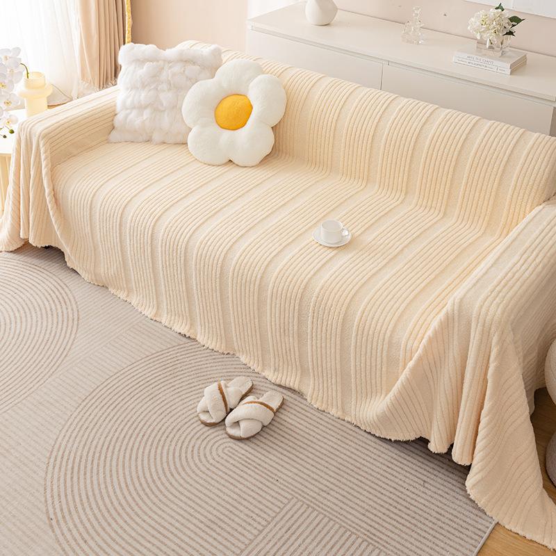 French Cream Style Sofa Cover Cloth New Winter Plush Sofa Cover High-end Non-slip Living Room Cushion