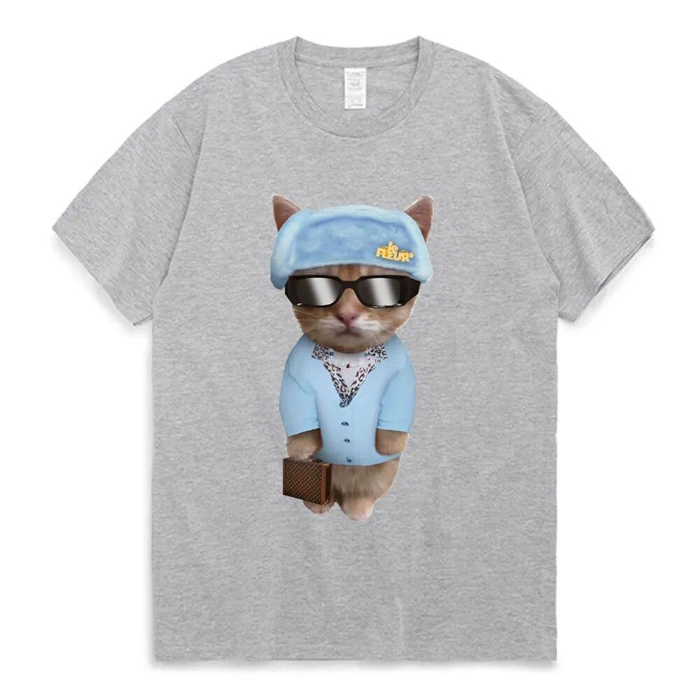 Lustige El Gato traurig weinende Katze Munchkin Kitty Meme trendige Grafik T-shirt Mode Kurzarm T Shirt Unisex Frauen Casual Baumwolle T-Shirt