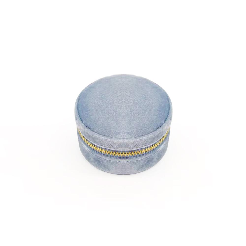 Travel Jewelry Packaging Cases Box Round Zipper Velvet Storage Jewelry Organizer Leather&Leather