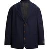 Three Button Long Sleeve Solid Color Suit Jacket Men Jackets Navy CBR59-B5H