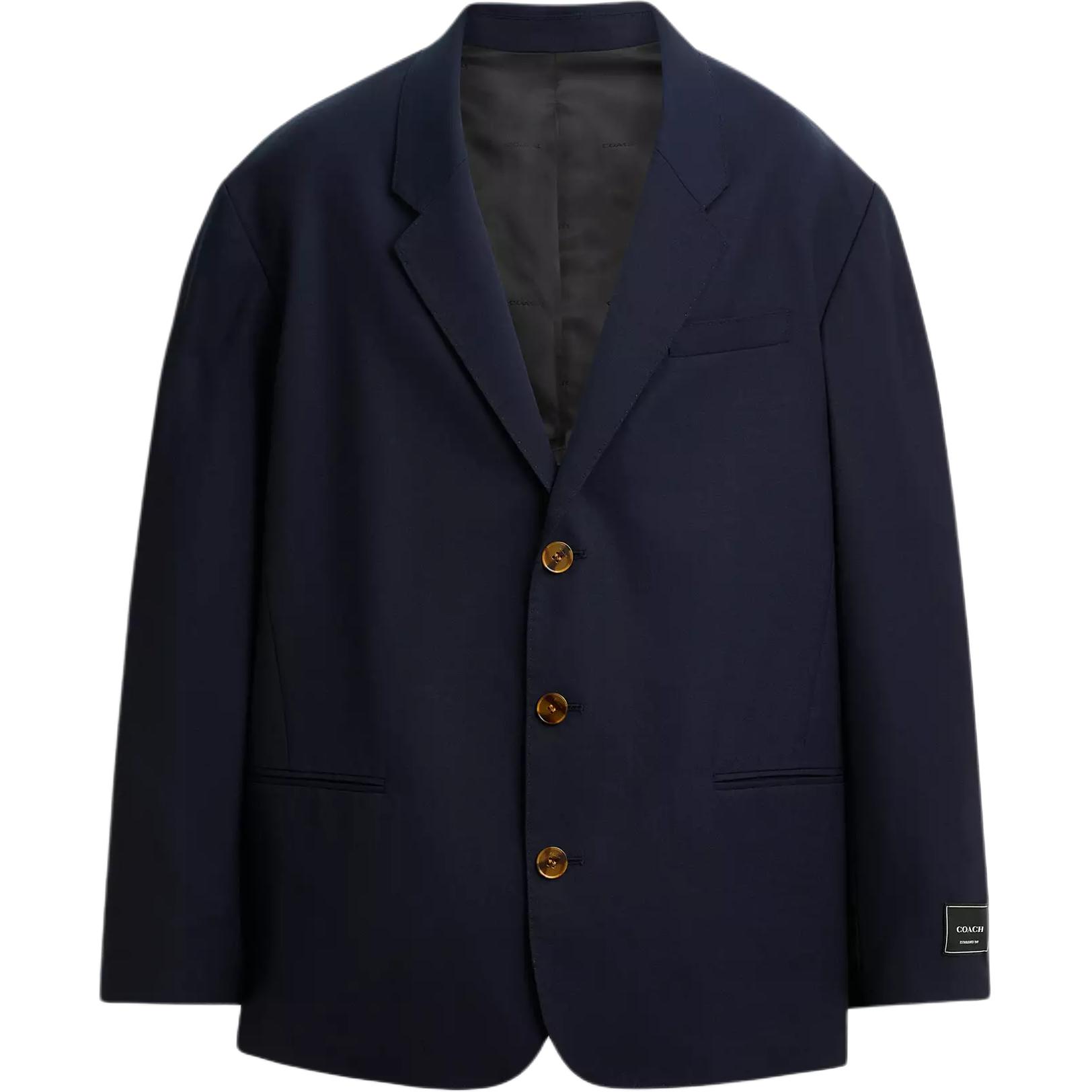 

Coach Three Button Long Sleeve Solid Color Suit Jacket Men Jackets Navy CBR59-B5H