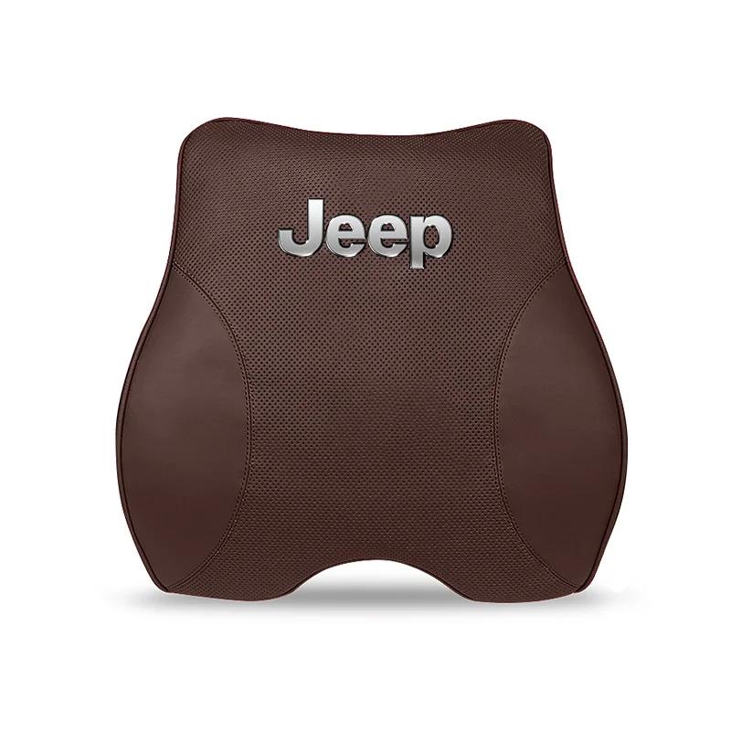Per Auto Jeep Supporto Lombare Cuscino Vita in Pelle per Poggiatesta Sedile Per Jeep Grand Cherokee Wrangler JK Gladiator Compass Rene
