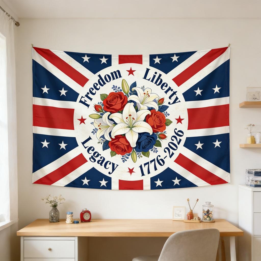USA Independence 250th Anniversary Reusable Tapestry Garden Flag with Freedom Liberty Legacy Words Home Decor MultiSize Print