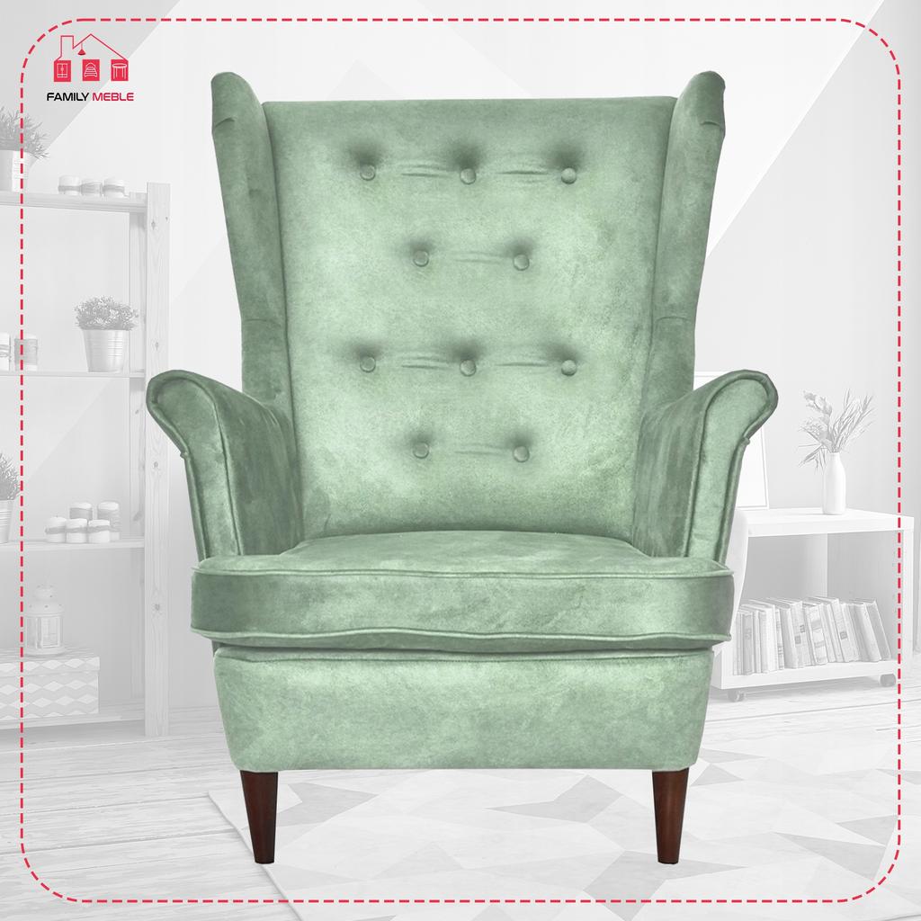 Diana Scandinavian Wing Chair Family Furniture Mint Pistachio Suede