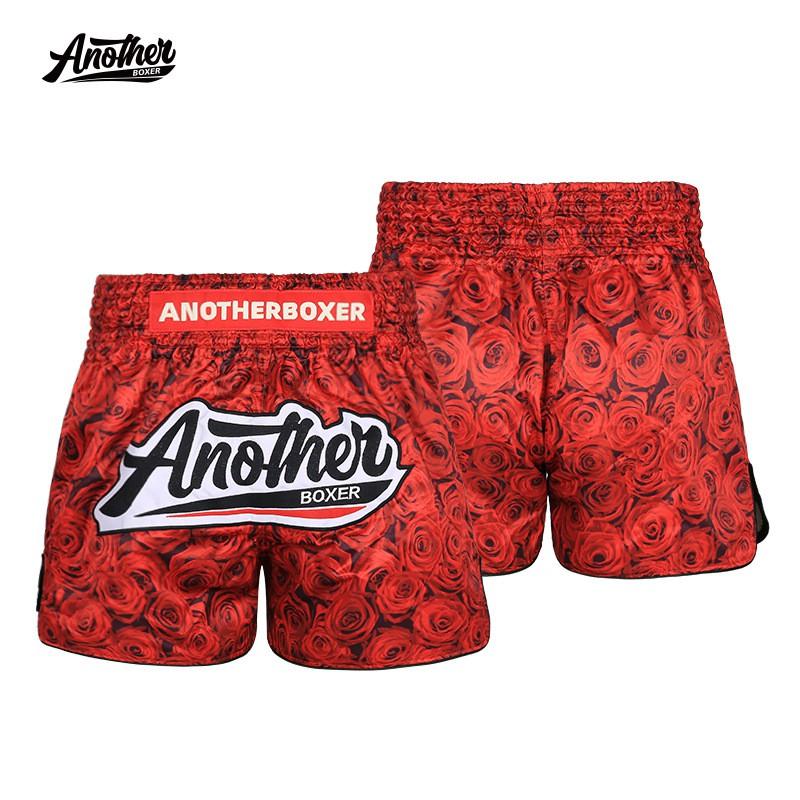 Men Women MMA Boxing Shorts Red Rose Training Fight Pants UFC Muay Thai Kickboxing Gym Workout