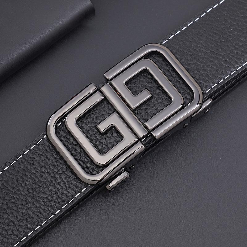 Men'S Belt First Layer Cowhide High-End Business Belt Travel Casual Versatile Automatic Buckle Belt New