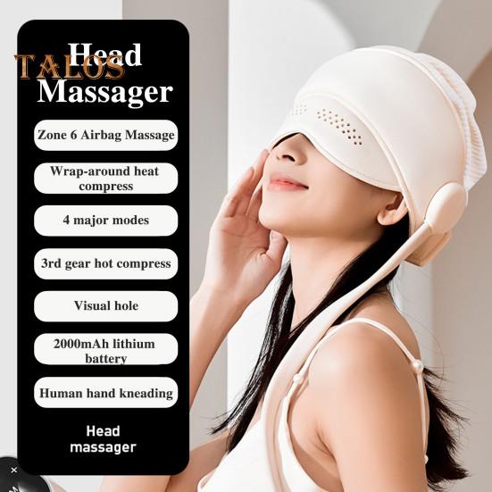 Masseur de tête électrique, masseur électrique pour soulager la migraine, cache-yeux à 3 vitesses, masseur pour les yeux et la tête pour soulager le stress