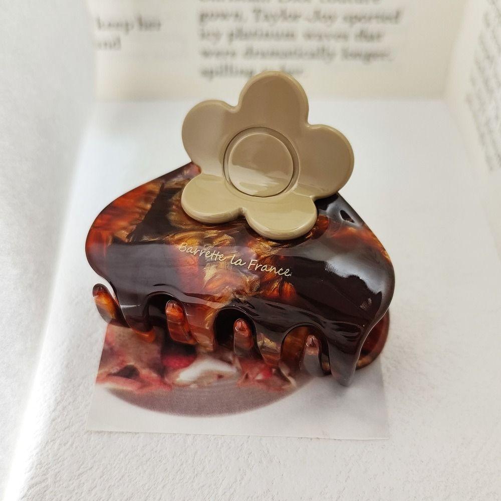 Small French Shark Clip Korean Style Geometry Hair Crab Clip Acetic Acid Flower Hair Claw Girls