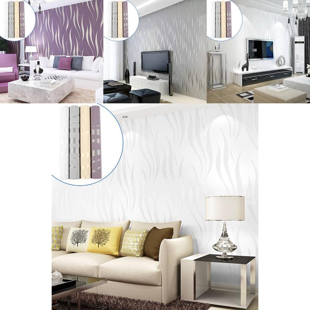 Sophisticated Gray Wave Stripe Non-woven Wallpaper For Trendy Home Decor