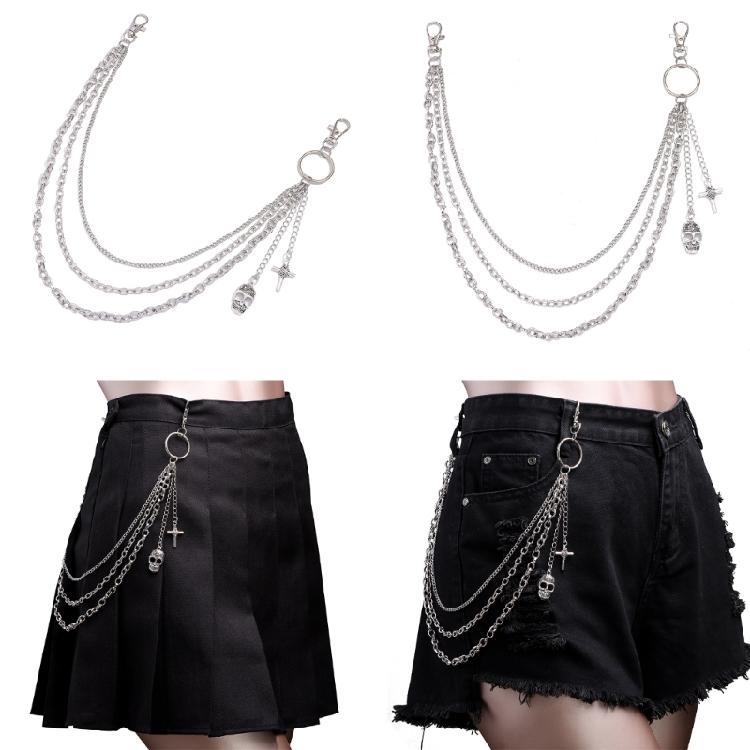 Metallic Skull Pants Chain for Women Men Decorative Waist Chain Wallet Chain Decorative Jeans Chain Streetwear Chain