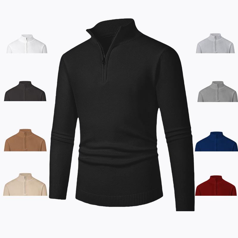 Sweater Men's Autumn Winter New Half-zipper Stretch Slim Base Shirt