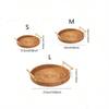 1PC Woven Rattan Storage Basket with Strap Handle Round Tray for Bread Snacks Fruits Picnic - Home Organization Basket