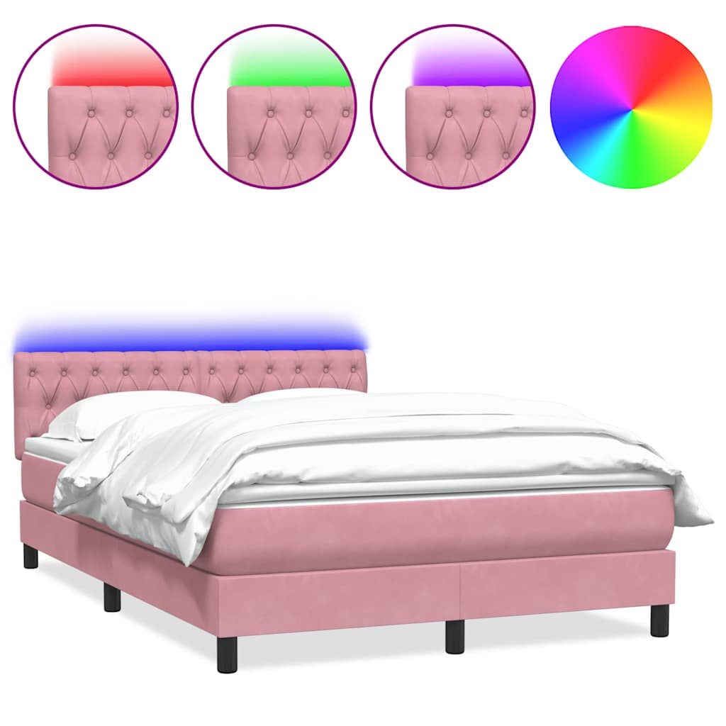 Continental Bed With Mattress, Pink, 160X210 Cm, Velvet