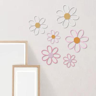 Yousheng 6Pcs/Set Flower Wall Decoration Wooden Flower Cutout Rustic Flower Wall Art Ornament for Home Farmhouse Living Room Bedroom