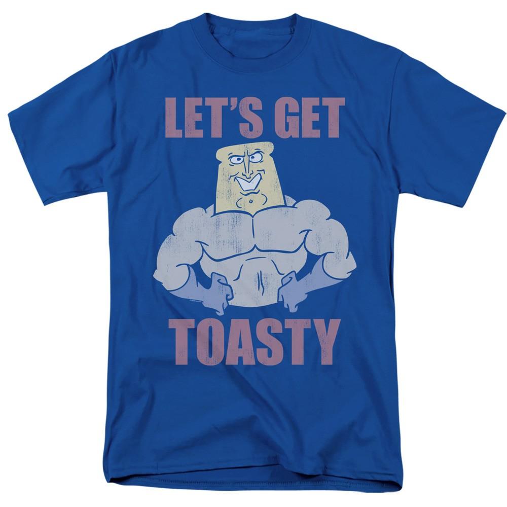 Ren And Stimpy - Lets Get Toasty - Adult Unisex Short Sleeve T-Shirt - Blue 2XL