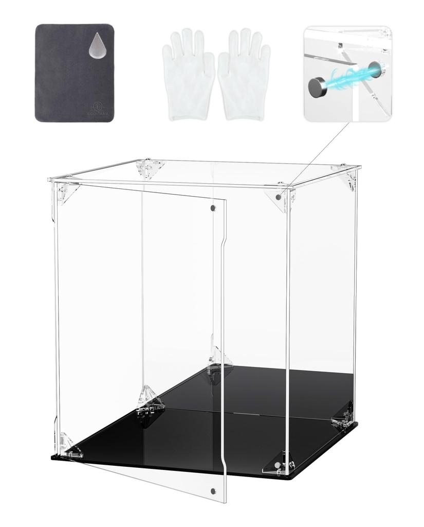 COOLTAKU Figure UV Back Magnetic Magnet Front Collection More Assembled Acrylic Display Stain Cleaning Cloth Included 25 x Depth 25 x Height Black