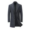 Herbst und Winter Herren Trenchcoat, Anzugkragen Business Casual Mittellanger und langer Wollmantel Herren